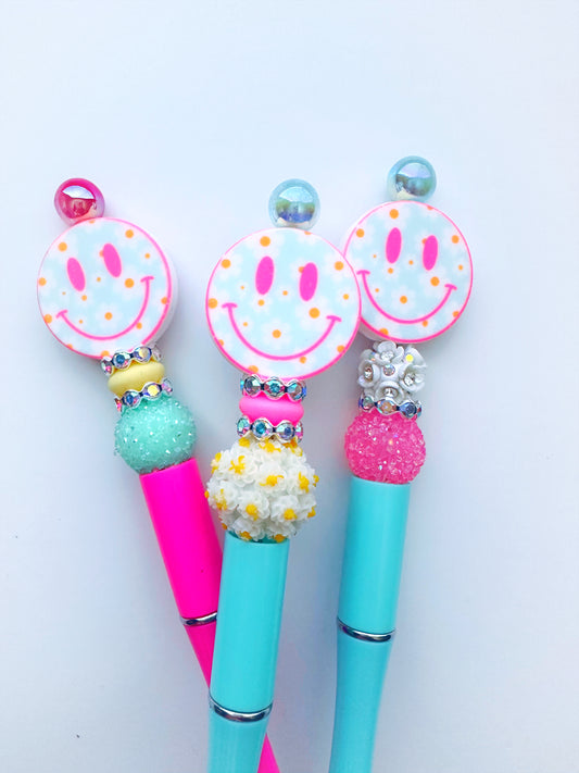 Floral Smiley Face Pen